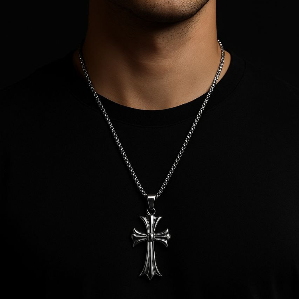 Men’s Gothic Cross Pendant Necklace – Premium Stainless Steel