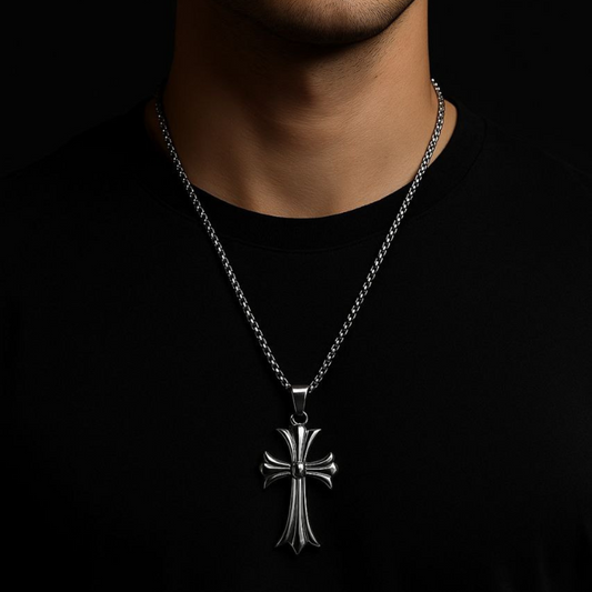Men’s Gothic Cross Pendant Necklace – Premium Stainless Steel