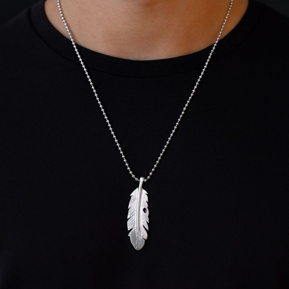 Stainless Steel Feather Pendant Necklace – Stylish
