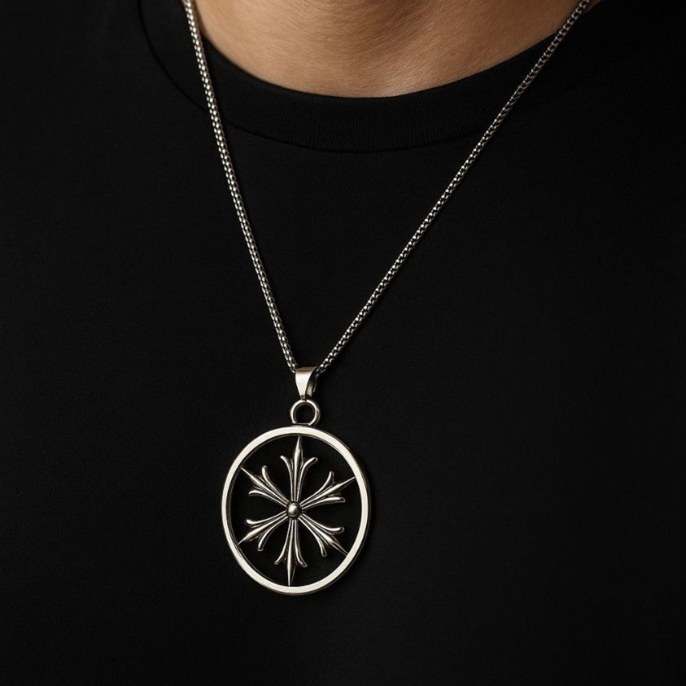 Men's Antique Compass Necklace