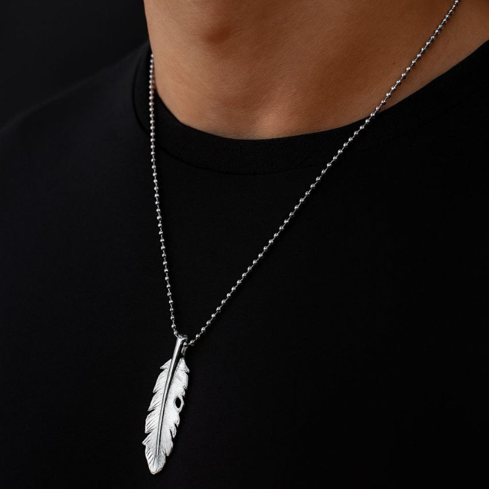 Stainless Steel Feather Pendant Necklace – Stylish