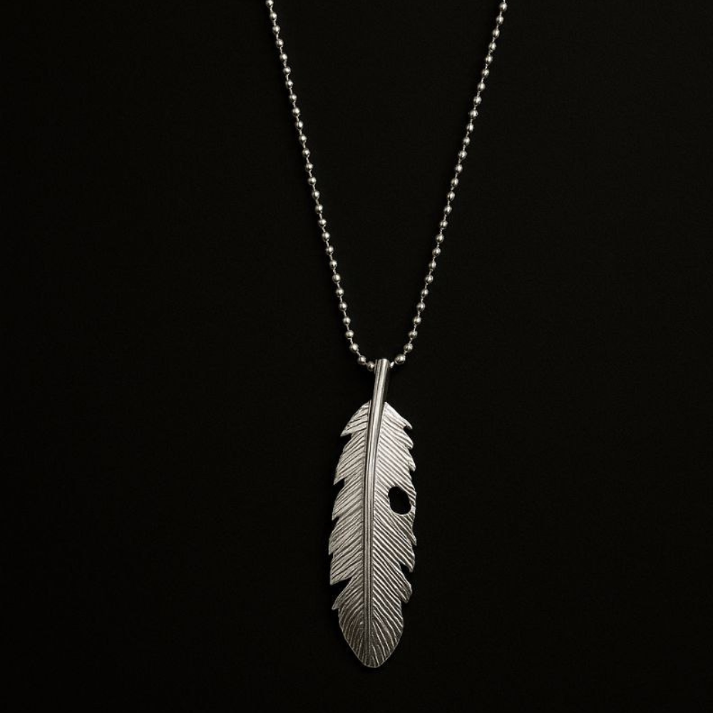 Stainless Steel Feather Pendant Necklace – Stylish